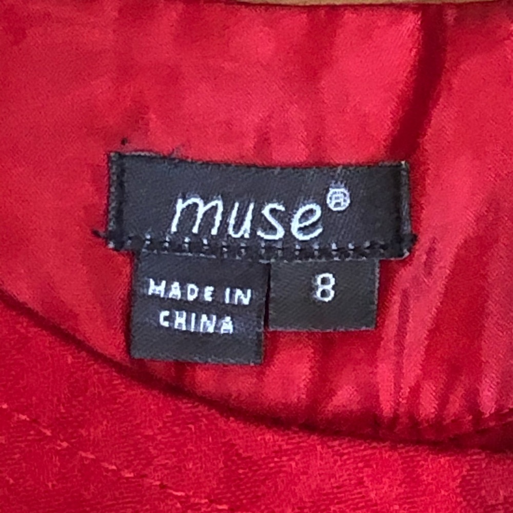 MUSE Grecian neck line Red Textured Dress Sz 6 - Picture 9 of 10